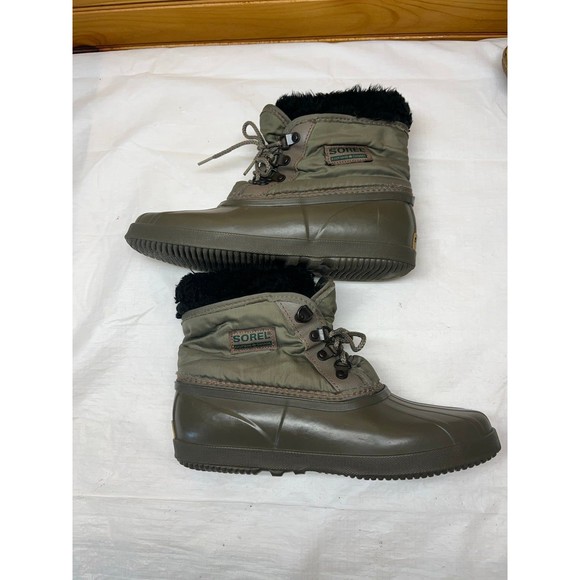 Sorel Winter Insulated Boots Women's Military‎ Green Fur Waterproof - Picture 4 of 6